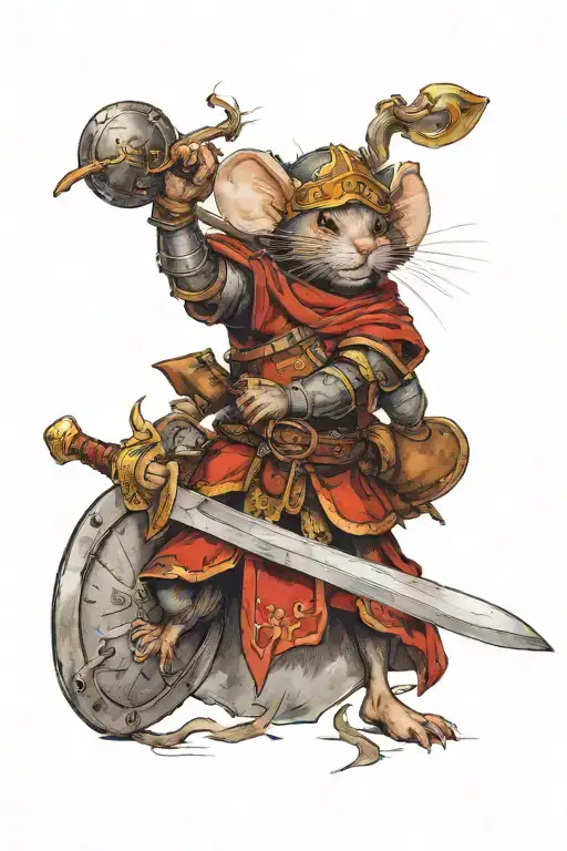 A Fierce Warrior Mouse Wielding A Sword And Shield In Battle