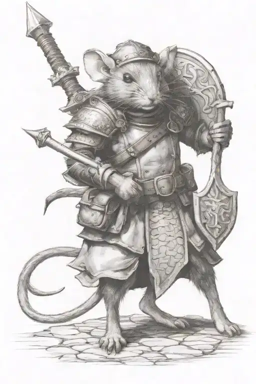 Mouse Warrior Standing Guard At The Entrance Of Redwall Abbey