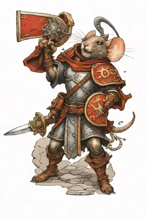 Mouse Warrior Wielding A Sword And Shield In Battle