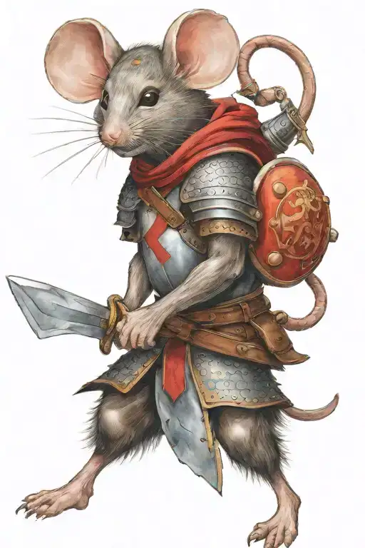 Mouse Warrior Wielding A Sword And Shield In Battle