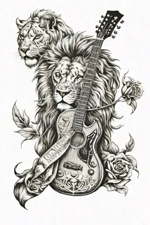Guitar With Lion Head