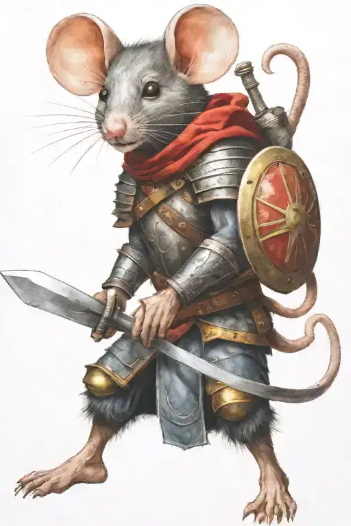 Mouse Warrior Wielding A Sword And Shield In Battle