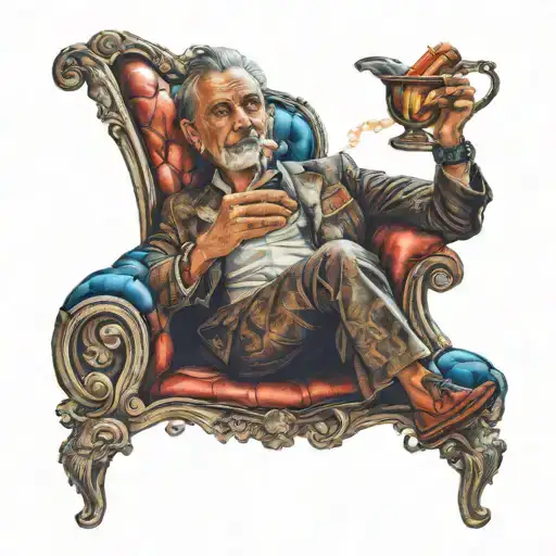 A Realistic Portrait Of A Cigar Smoking Sofa