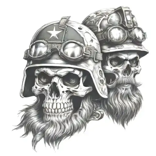 Military Skulls With Helmet And Night Vision And Beard