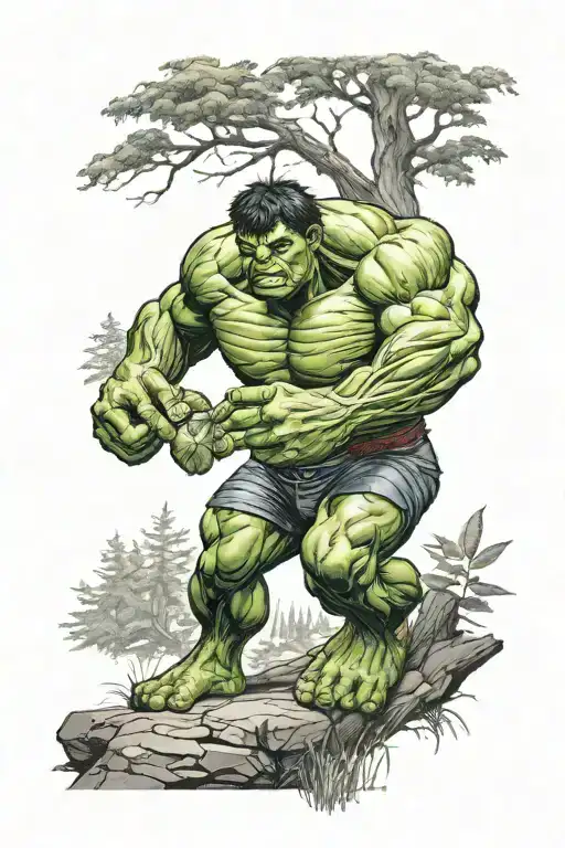 Hulk Walking In To Forest Scene