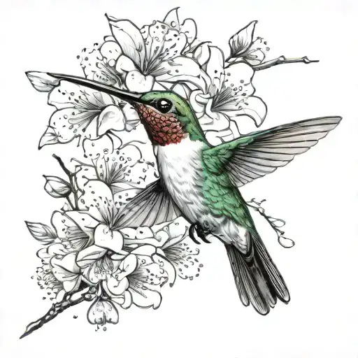 Hummingbird And Cherry Blossoms