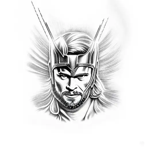 Thor's Full Hammer And Floral Design Around