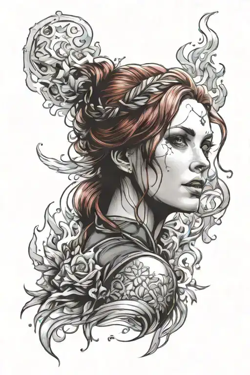 Triss Merigold With Fire Coming