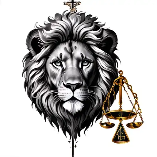 Lion Cross Libra Zodiac Sign