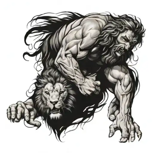 Hercules With Lion In Headlock