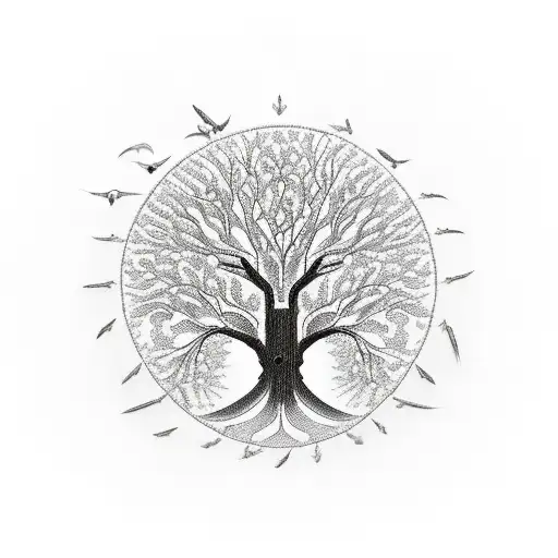 Tree Of Life With Birds