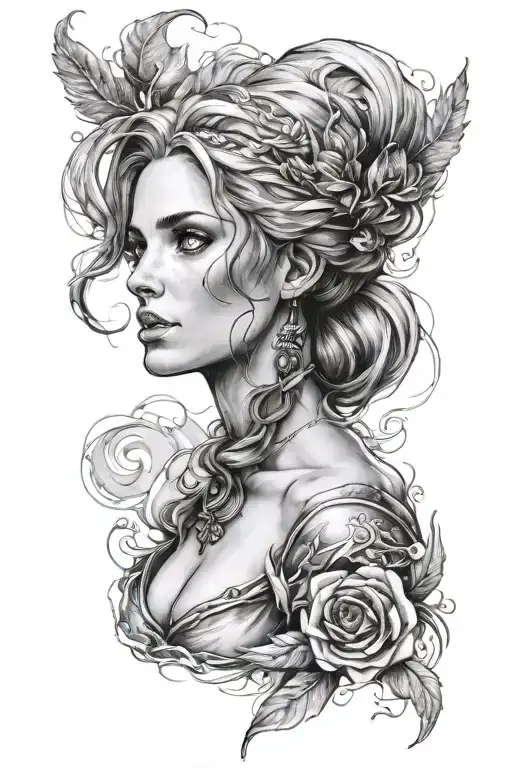 Triss Merigold With Fire Black Grey