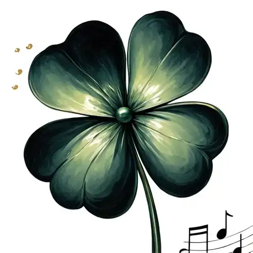 Four -Leaf Clover With Rod In Music Note