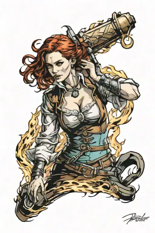 Triss Merigold With Fire Coming