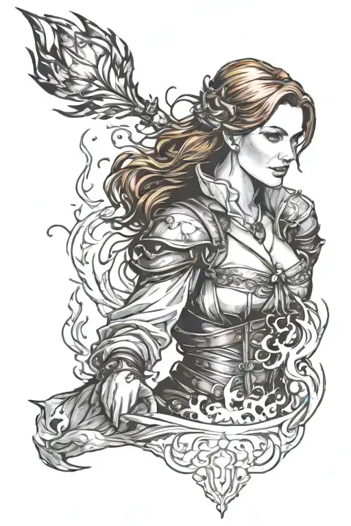 Triss Merigold With Fire Flames Coming