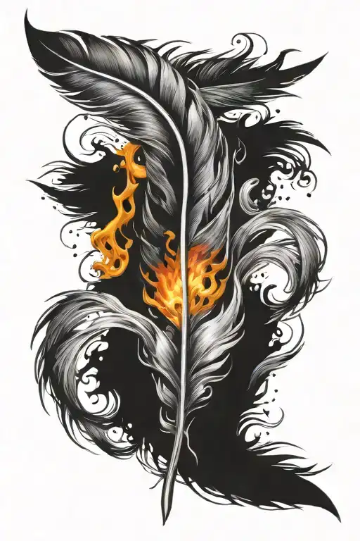 Feather That Turns Into Flames At The Top
