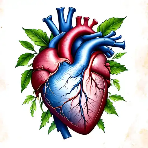 March And September Birth Flower Within Anatomical Heart In Colour With Green Leaves