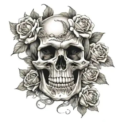 Skull And Roses And Snake