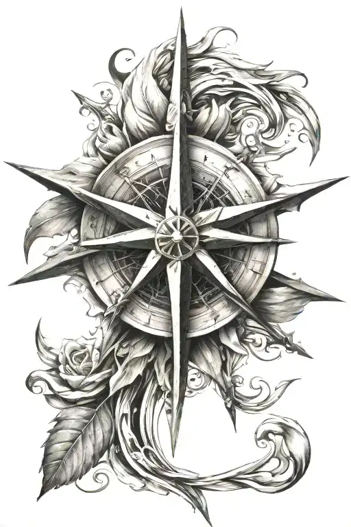 Wind Rose Tattoo Design