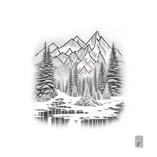 Mountains With Willow Tree