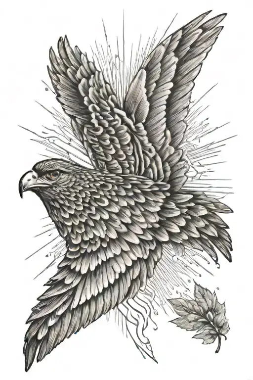 Fine Line Wings With Sun Rays Beaming