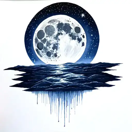 Full Moon And Starry Sky