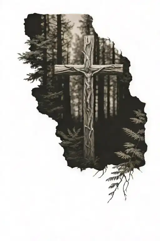 A Cross In A Forest