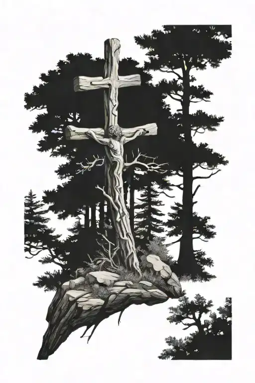 A Cross In A Forest