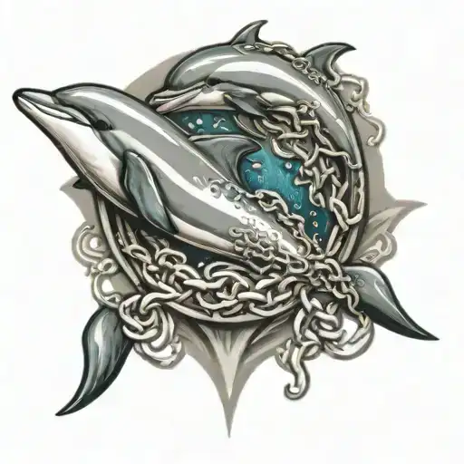 Dolphin Logo With Some Females Dancing In The Club With Chains On