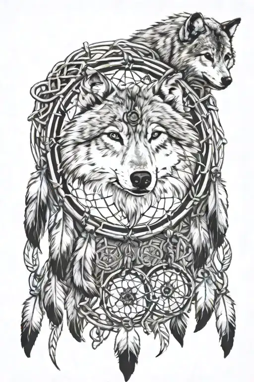 Wolf Dream Catcher Celtic Knots Hockey Sticks