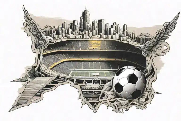 Mtn Fading Into A Football Stadium Fading Back Into A Mountian Range