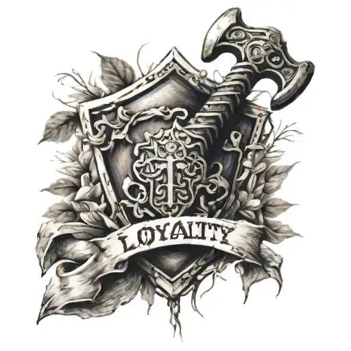 Sheild Love Loyalty Hammer Growing Roots