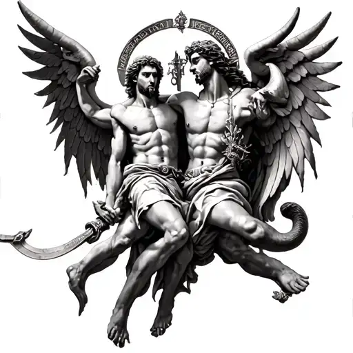 St Michael Killing Satan With Libra Zodiac Sign