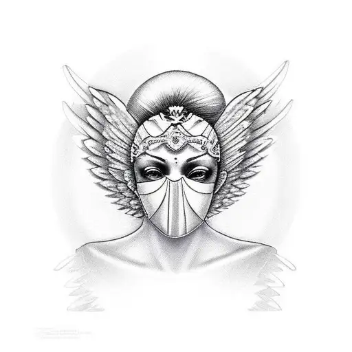 Angel With Face Mask Symmetrical Instead Of Wings In Needs To Be Metal Spikes