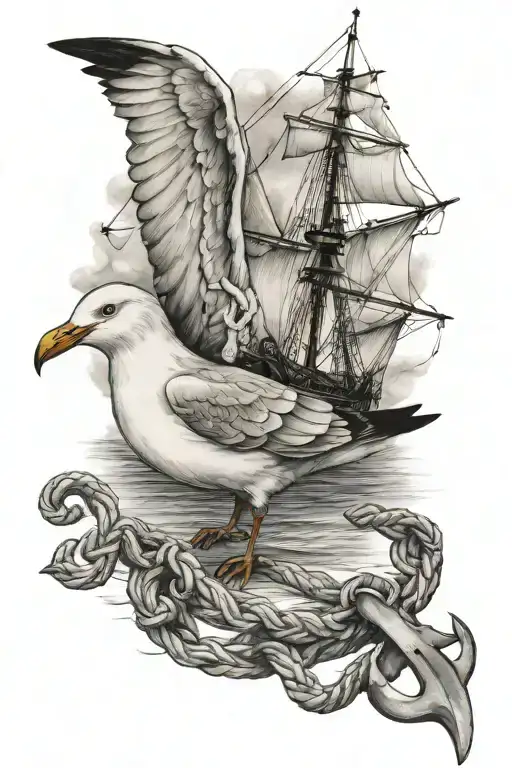 Seagull Carrying Anchor