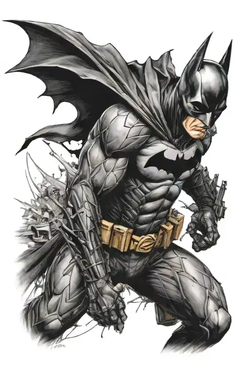 I Need A Realistic Sketch Of Christin Bale's Dark Knight Batman Portrait With Thrashpolk Elements