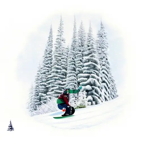 Snowboarder Wearing Number 23 On Mountain With Trees In Front