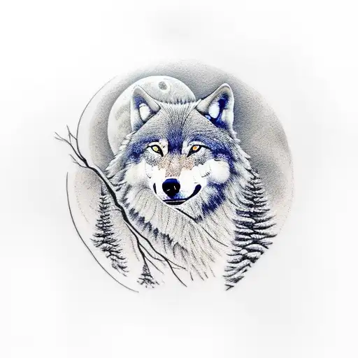 A Wolf On Top Of A Hill Surrounded By Forest Howling At The Moon