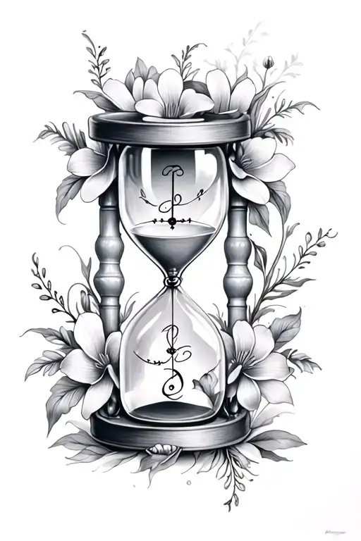 Hourglass Flowers Time Piece
