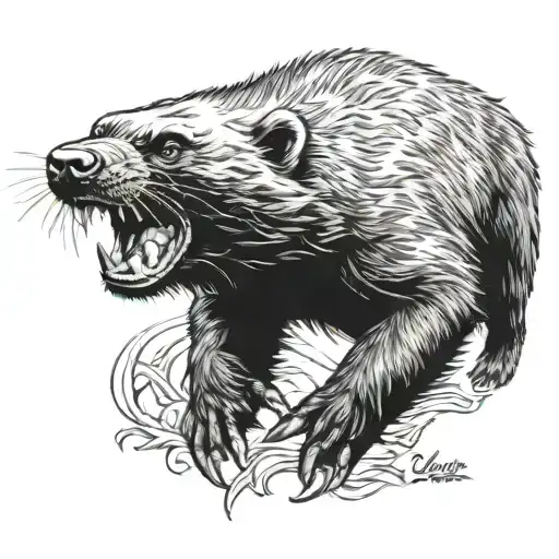 Fighting Honey Badger Tattoo Symbol