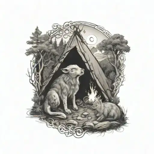 Celtic Animal Camping Scene
