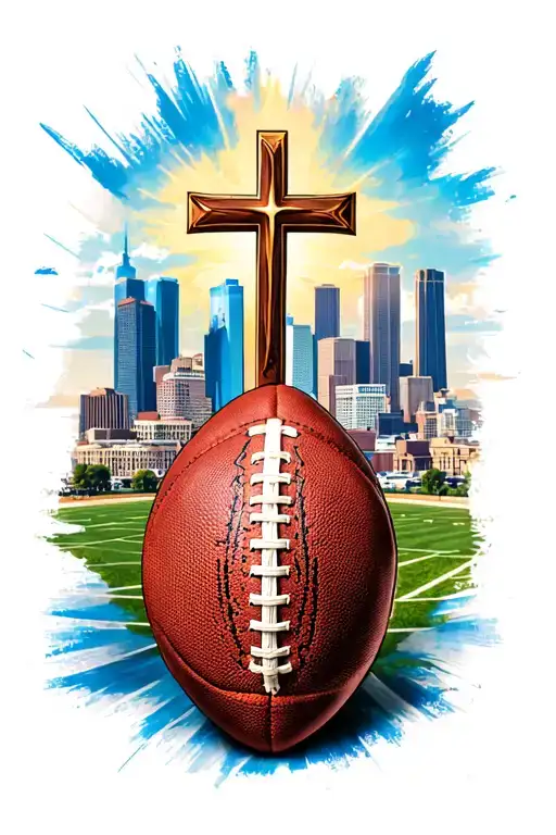 Kansas City Background With A Football And A Cross In The Middle