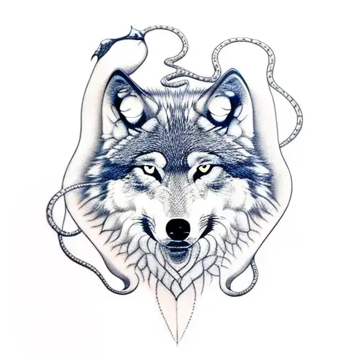 Wolf With A Snake And Knife