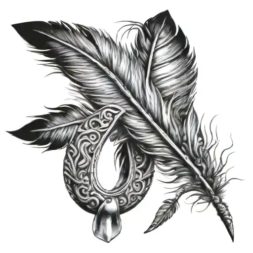 Horseshoe And Feather Feather Feather