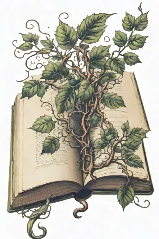 Open Book With Vines Growing Out Of It