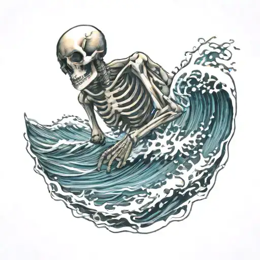 Skeleton In The Ocean Waves