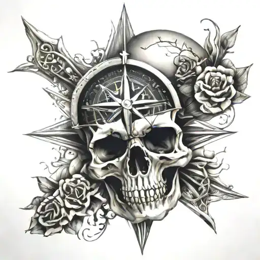Compass Rose And Skull