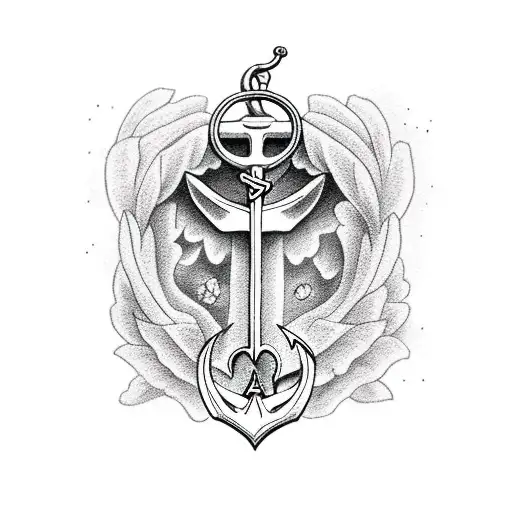 Angel With Flowers And Boat Anchor