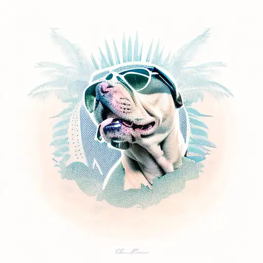 Pitbull With Ocean View And Palms