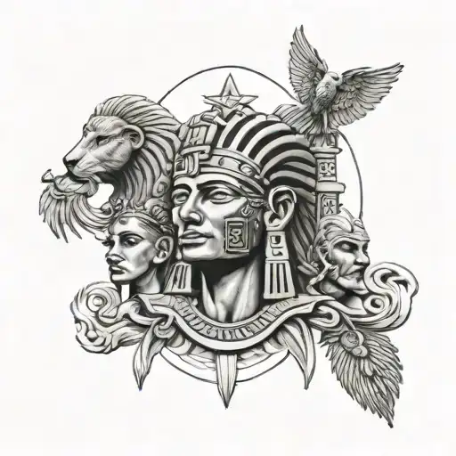 Totem Pole With Egyptian Gods With Apollo On Top With Sundays